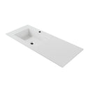 Wonda Square Slim wastafel, 1 wasbak links, met overloop, 1 kraangat, kunstmarmer, 120 × 1,6 × 52,5 cm – Mat wit