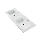 Wonda Square Slim lavabo, 2 vasques, avec trop-plein, 2 trous de robinetterie, marbre de synthèse, 120 × 1,6 × 52,5 cm – Blanc mat