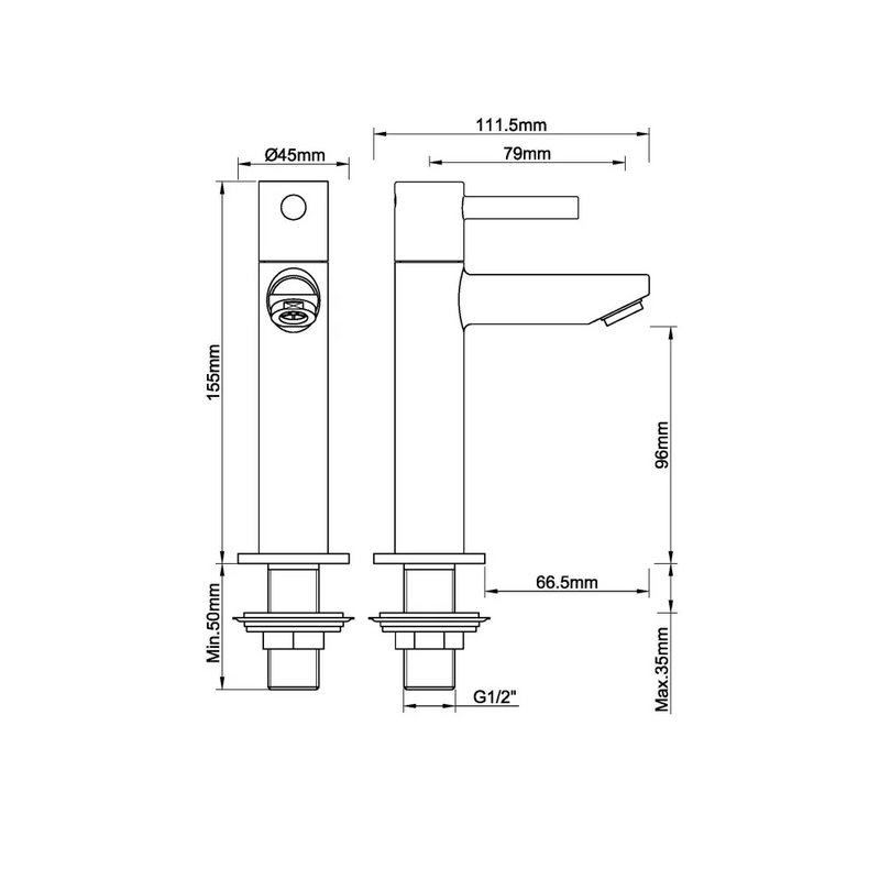 Amador fonteinkraan XL 1/2’’ chroom - Fonteinkranen