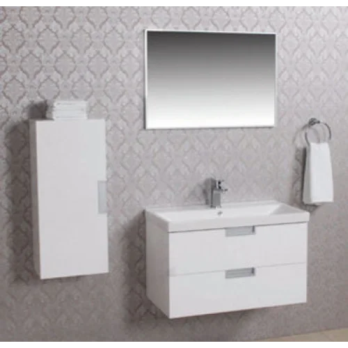 badmeubel 80 cm +keramische wastafel + spiegel + zijkast wit