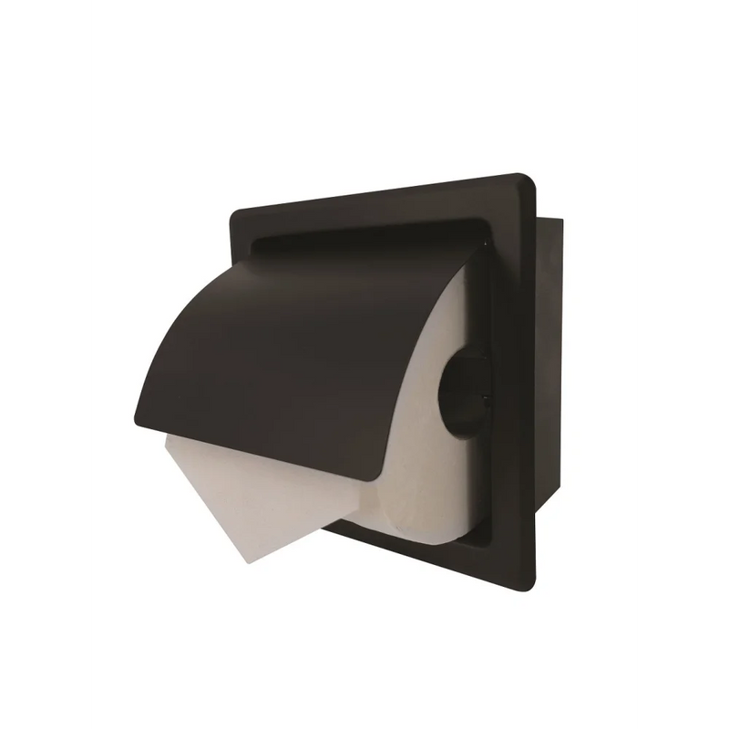 Inbouw toiletrolhouder RVS mat zwart - Toilet accessoires