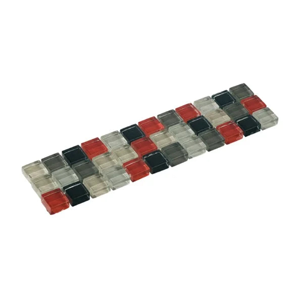 Listello Mozaiek mix grijs Glas Grijs-rood 4,8 x 19,5 cm -