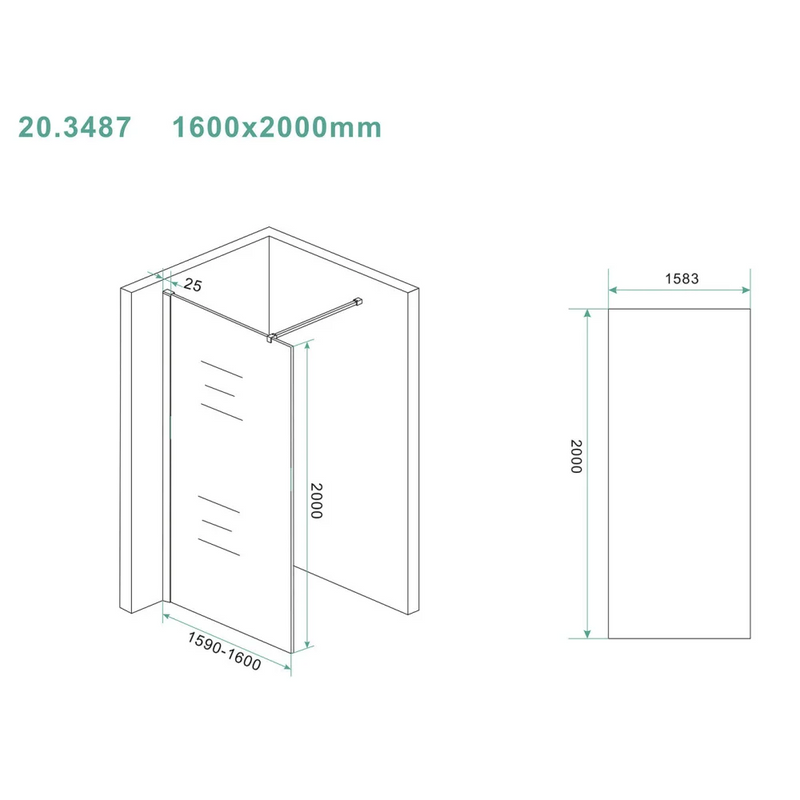 Slim glasplaat helder 1600x2000 8mm nano - Inloopdouches