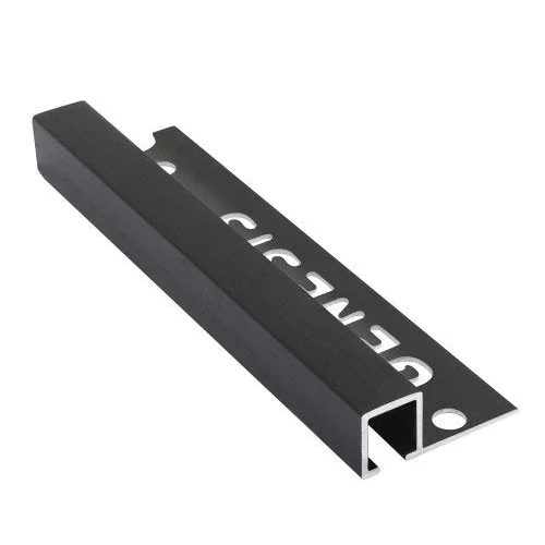 Tegelstrip aluminium zwart brush vierkant 10mm 2,5mtr -