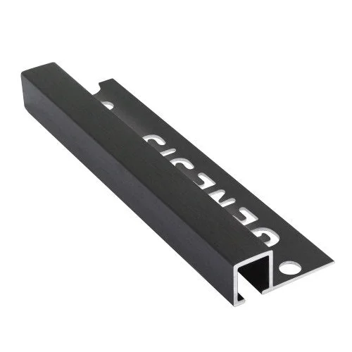 Tegelstrip aluminium zwart brush vierkant 12 mm 2,5mtr -