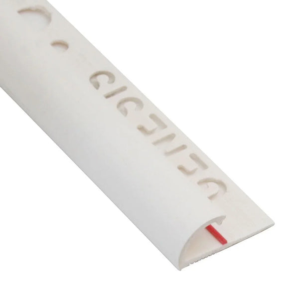 Tegelstrip Rond profiel met rode strip Wit PVC 6.4 mm -