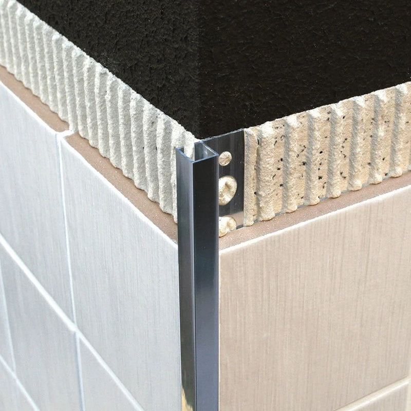 Tegelstrip Vierkant profiel aluminium Chroom 10 x 10 mm -
