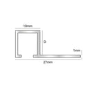 Tegelstrip Vierkant profiel aluminium Chroom 10 x 10 mm -