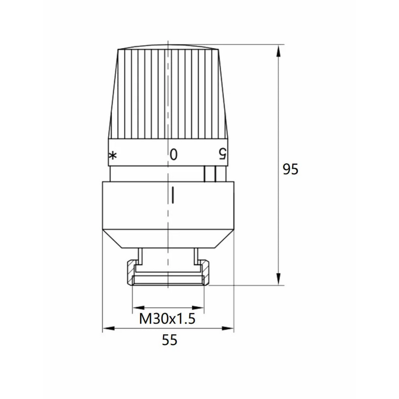 thermostatische radiatorventiel 1/2’’x15mm axiaal mat-zwart