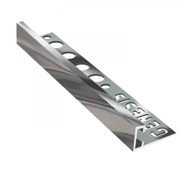 Vierkant profiel Dun aluminium - Chroom 8 mm - Tegelstrips